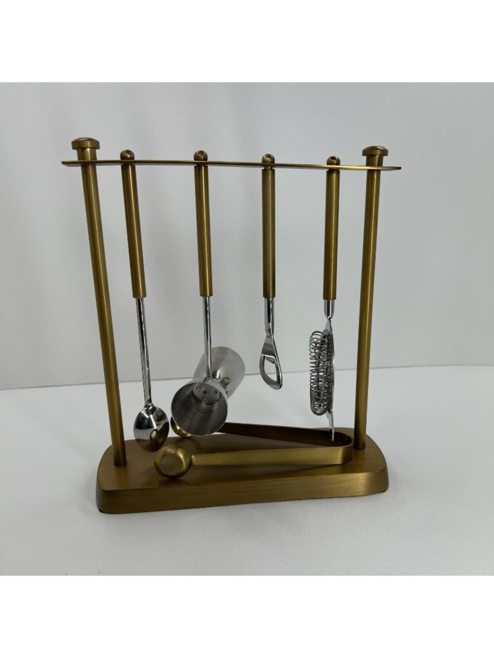 Pottery Barn Bleecker Bar Cocktail Tool Set 5 Hanging Stand Bartending Two Tone